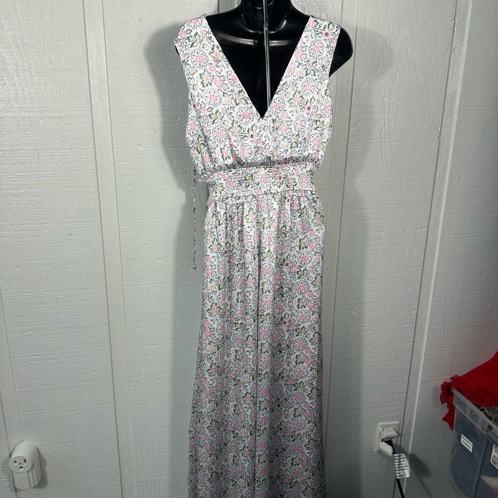 CeCe Floral Sleeveless Smocked Waist Jumpsuit Size XS EUC - Picture 5 of 8
